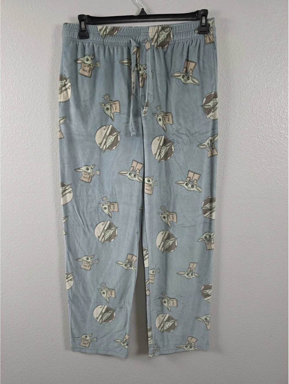 Star Wars Men's Medium Grogu, Pajama Tee And Pant Set, Green Pant Tan Shirt